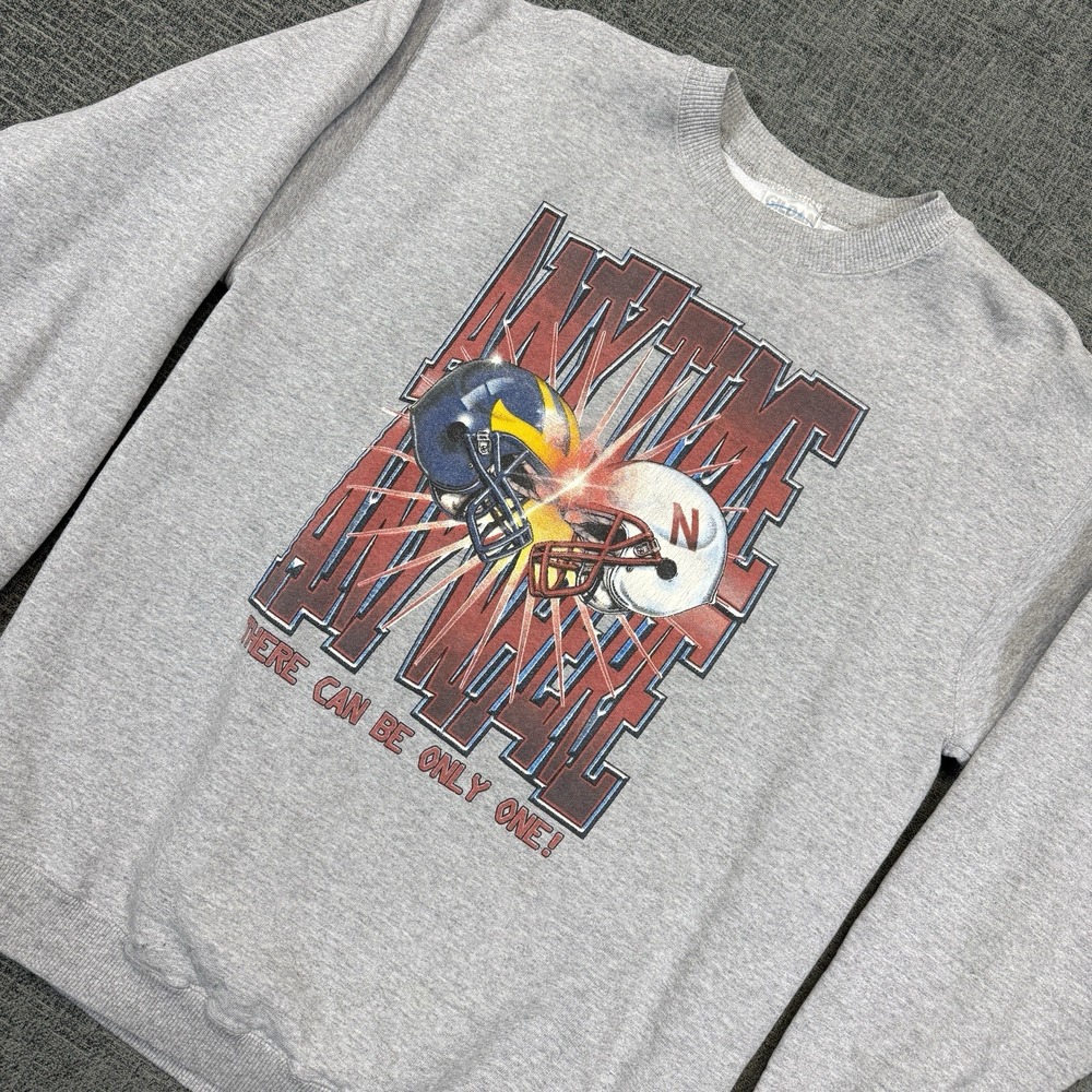 Vintage Nebraska Cornhuskers Vs Michigan‎ Wolverines Football Sweatshirt Large